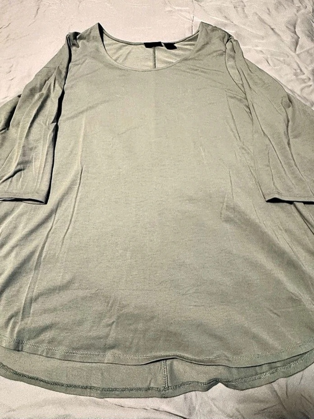 Tahari 2X Sage Green Pima Cotton Modal Short Sleeve Top